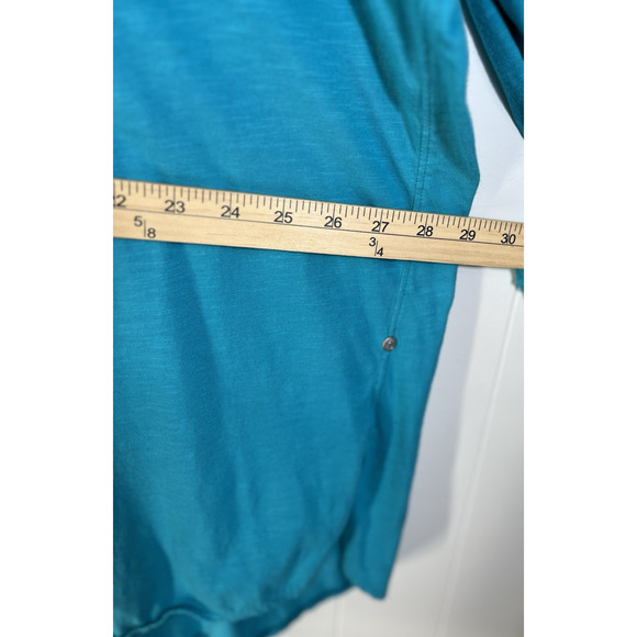 Neon Buddha Button Front Tunic Top Cotton Roll Tab Sleeves Blue Size 3X - Picture 5 of 10